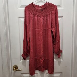 Aritzia Wilfred Ribbed Dress in Brick Red